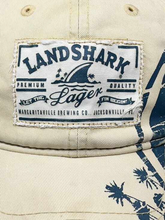 Landshark Lager Beer Strapback Hat Cap Distressed Khaki Trucker Golfer Dad Mens - Picture 7 of 14